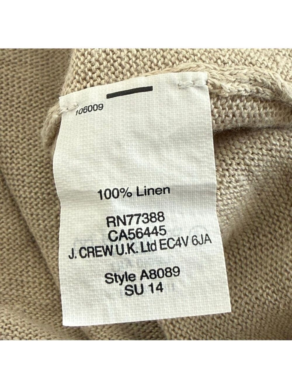 J.CREW Beige Linen Crew Neck Sweater Size XS - Picture 8 of 9